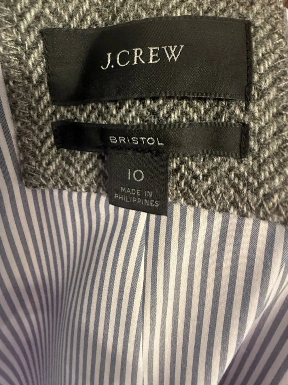 J.Crew Bristol Blazer Heather Graphite Herringbone Wool Size 10. $248